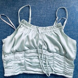 Forever 21 Light Blue Satin Crop Top